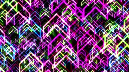 Abstract Neon Geometric Pattern with Glowing Arrows