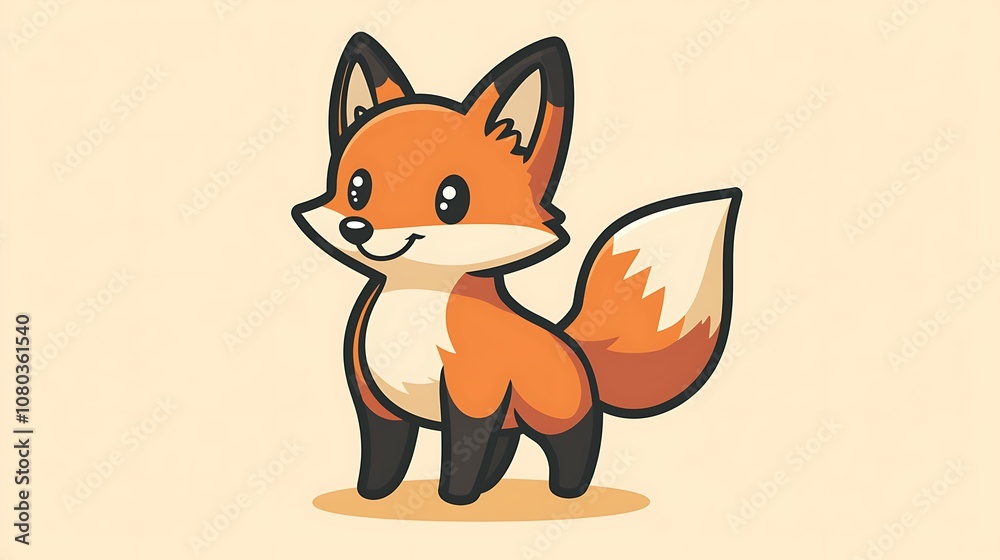 Obraz premium Cute and Playful Cartoon Fox Character with a Bright Orange Coat and Cheerful Expression, Perfect for Children's Illustrations and Animal-Themed Designs
