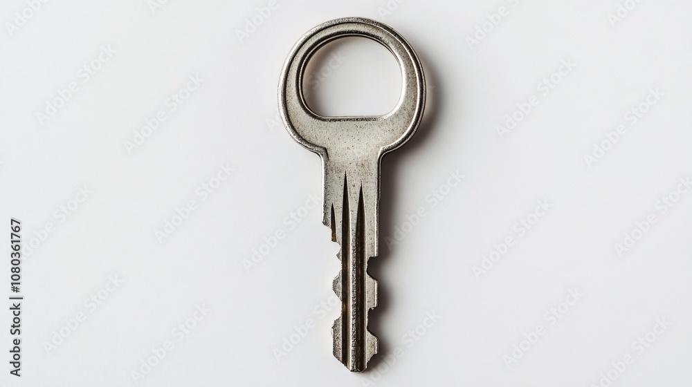 Close-Up of an Old, Worn Metal Key on a White Background: A Study in Security and Access Close-Up of an Old, Worn Metal Key on a White Background: A Study in Security and Access