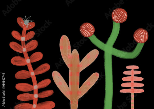 Flower and plants illustration with beautiful textures photo