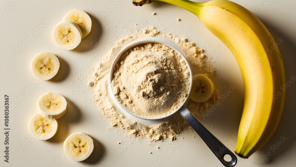 Fresh Banana Slices with Protein Powder Display Fresh Banana Slices with Protein Powder Display
