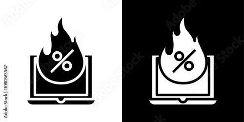 Hot deal icon linear logo isolated