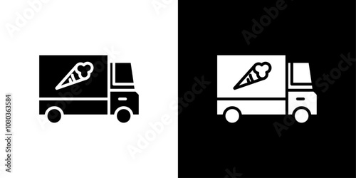 Ice cream van icon linear logo isolated