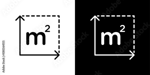 m2 area unit icon linear logo isolated