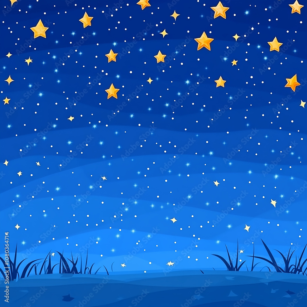 Fototapeta premium A starry night sky with a field of grass in the foreground.