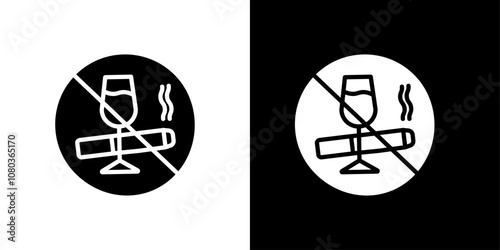 No alcohol and cigarettes icon linear logo isolated
