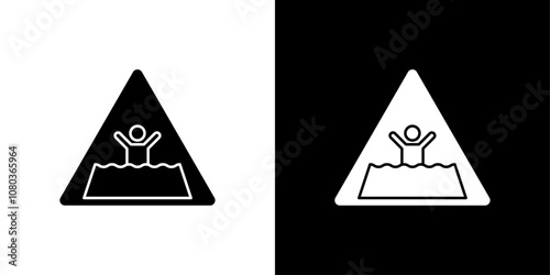 Quicksand and Mud Danger Sign icon linear logo isolated