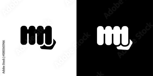 punch fist hand icon linear logo isolated