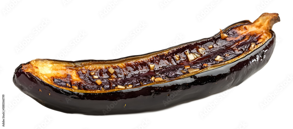 Nasu miso glazed eggplant on a transparent background. isolated background.