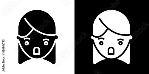 Shocked Girl icon linear logo isolated
