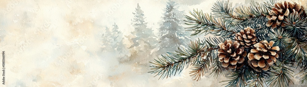 Explore the beauty of a pine branch featuring lush needles and charming pine cones Explore the beauty of a pine branch featuring lush needles and charming pine cones