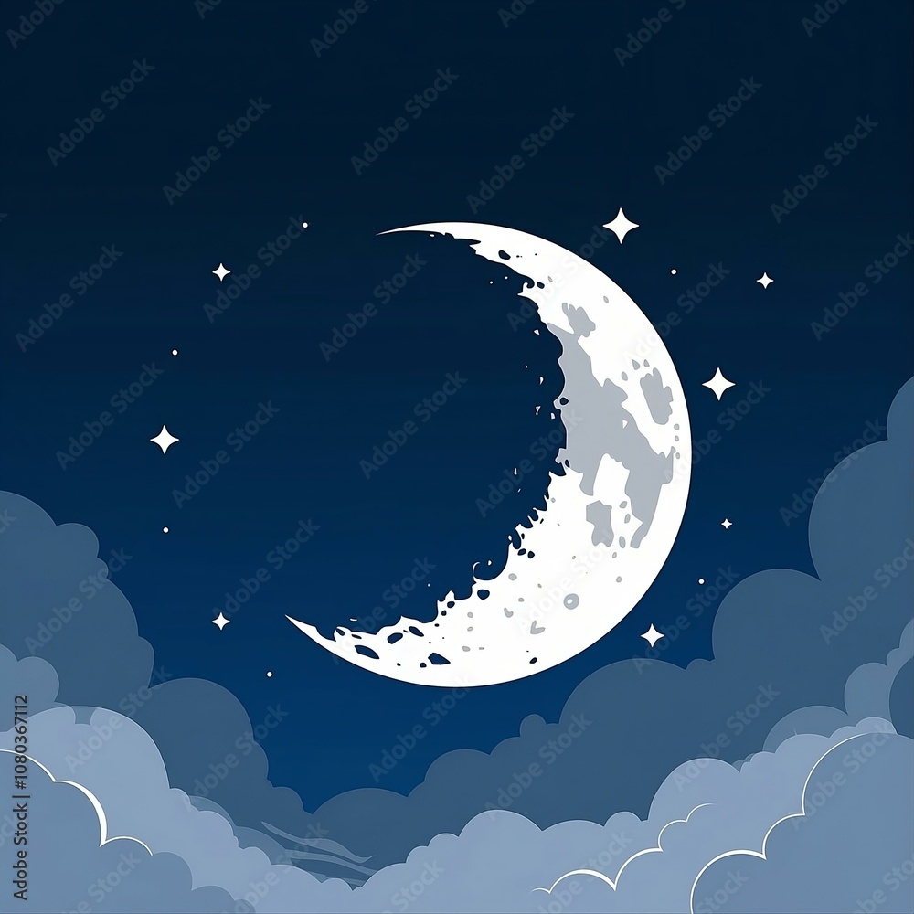 Naklejka premium A vector illustration of a moon silhouette with a white background.