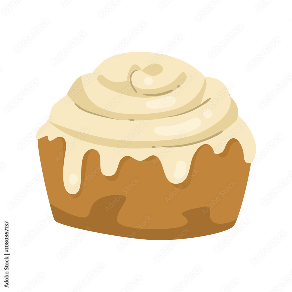 A cupcake with creamy frosting displayed on a plain background. Vector illustration A cupcake with creamy frosting displayed on a plain background. Vector illustration