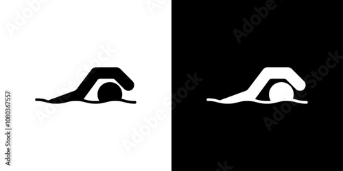 swimming icon linear logo isolated