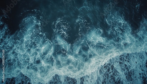 Wallpaper Mural Aerial View of Waves Crashing on the Beach Torontodigital.ca