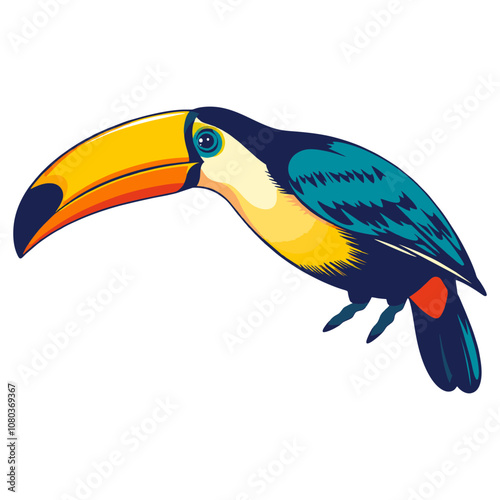 Vector of a toucan with a large colorful beak