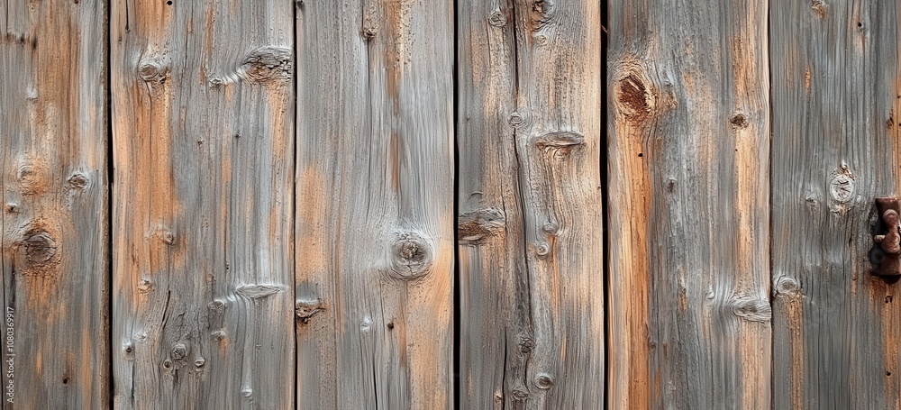 Naklejka premium Warm Natural Tones of Aged Barnwood Wall Cladding