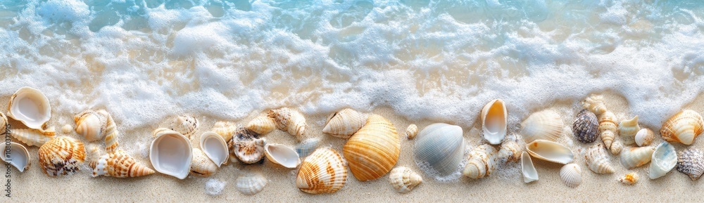 Panoramic View of Sandy Beach with Clear Water Panoramic View of Sandy Beach with Clear Water