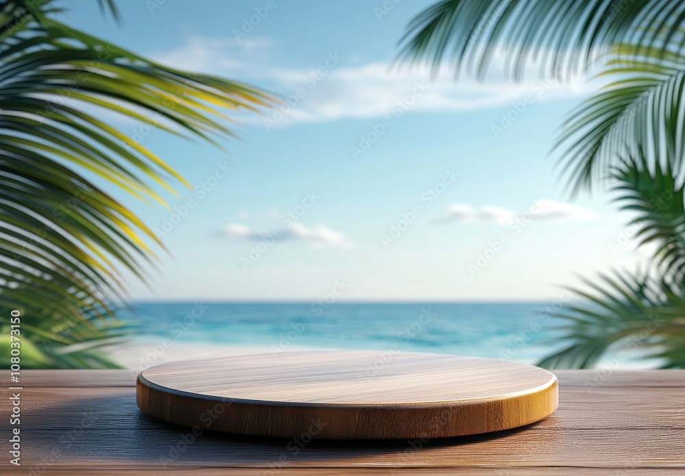 Fototapeta premium Tropical Beach Tabletop Display for Summer Concepts