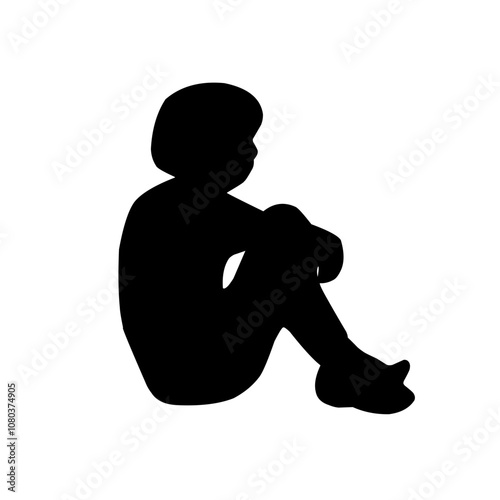 Vector silhouettes of people sitting