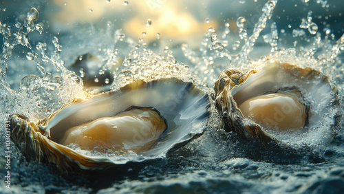 Two Shimmering Pearls Resting in an Oyster Shell