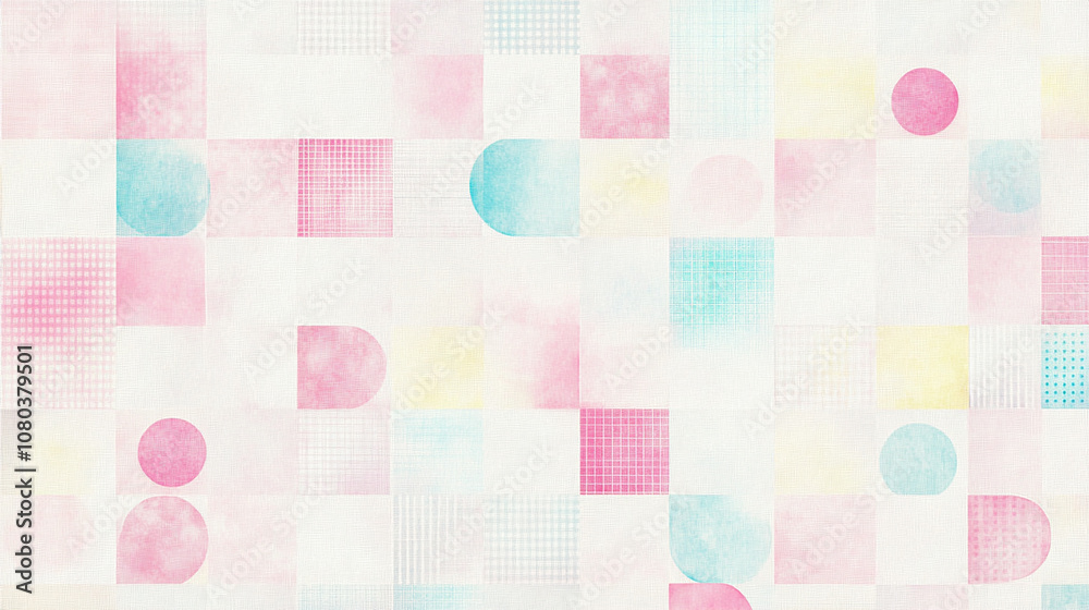 Abstract background with pastel colored squares and circles. Abstract background with pastel colored squares and circles.