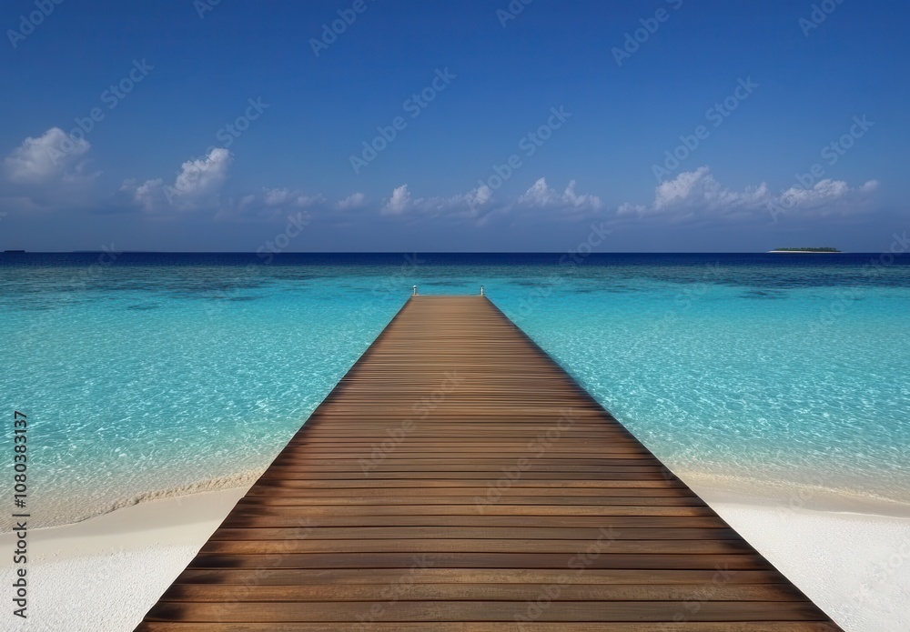 Serene Wooden Pier Overlooking Turquoise Ocean Waters Serene Wooden Pier Overlooking Turquoise Ocean Waters