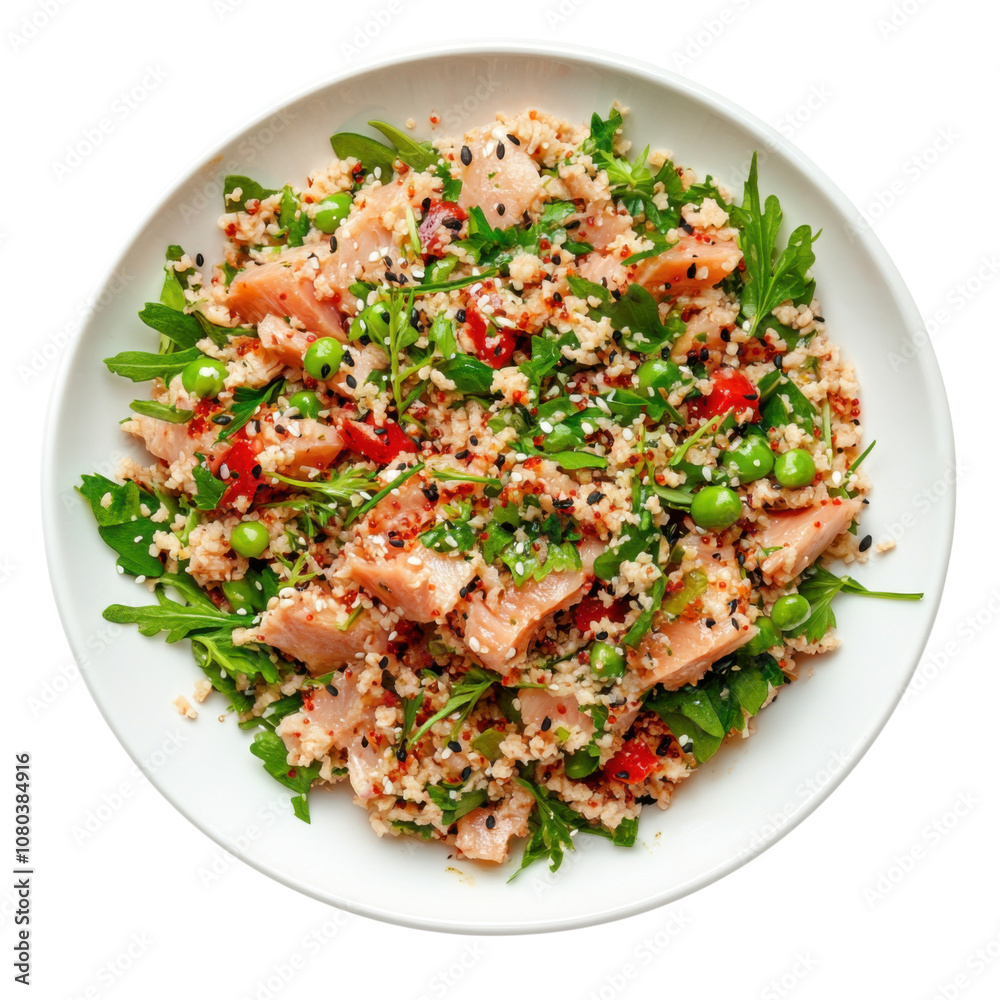 Fresh Mediterranean Couscous Salad with Vibrant Vegetables, Parsley Garnish, and Healthy Plant-Based Ingredients for a Light and Refreshing Meal PNG Icon on transparent background Fresh Mediterranean Couscous Salad with Vibrant Vegetables, Parsley Garnish, and Healthy Plant-Based Ingredients for a Light and Refreshing Meal PNG Icon on transparent background