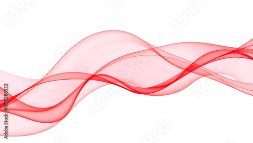 a red wave of flowing fabric on a white background with room for text. generative ai
