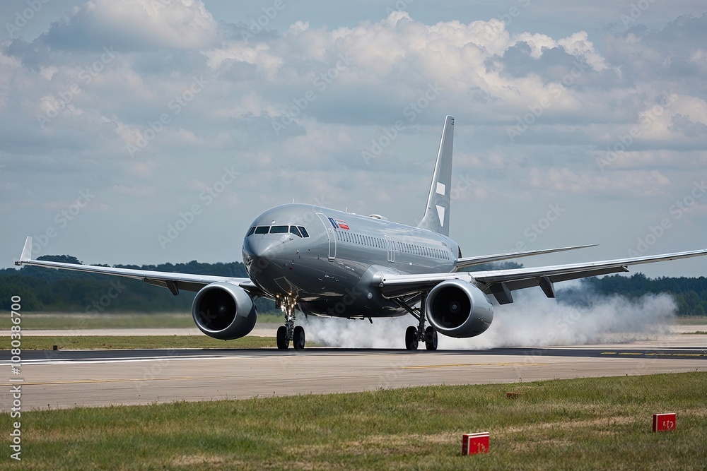 Realistic Gray Airliner Arrival: A True-to-Life Representation of Aviation and Transport Realistic Gray Airliner Arrival: A True-to-Life Representation of Aviation and Transport