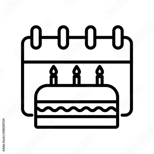 Birthday icon linear logo mark in black and white