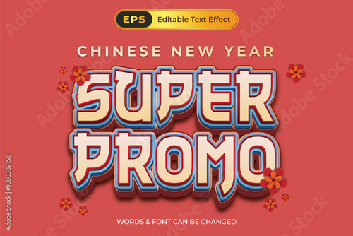 Chinese New Year Super Promo editable text effect photo