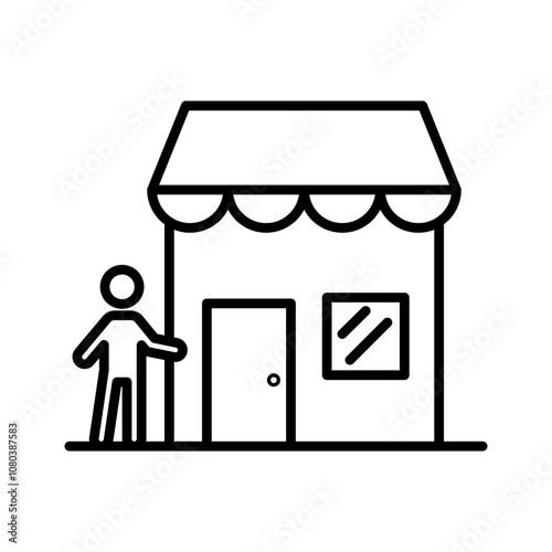 Buyer, shopper icon linear logo mark in black and white