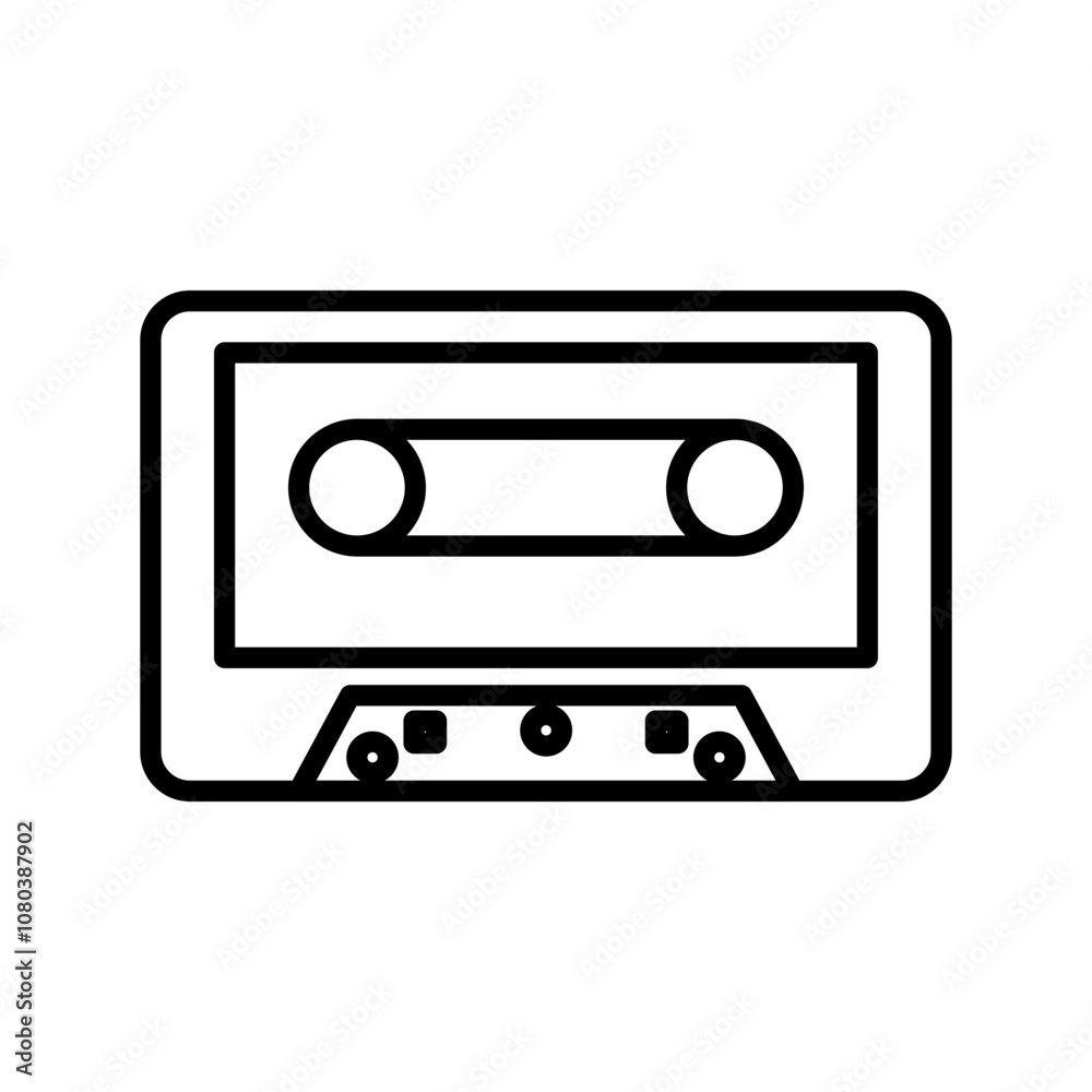 Cassette tape icon linear logo mark in black and white Cassette tape icon linear logo mark in black and white