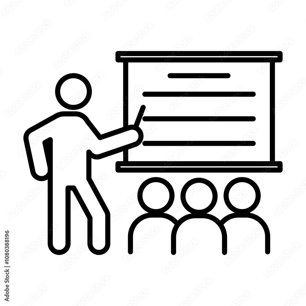 Classroom icon linear logo mark in black and white Classroom icon linear logo mark in black and white