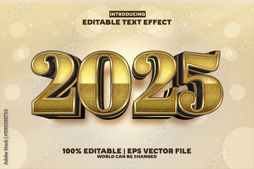 New year 2025 editable text effect in new modern trend style