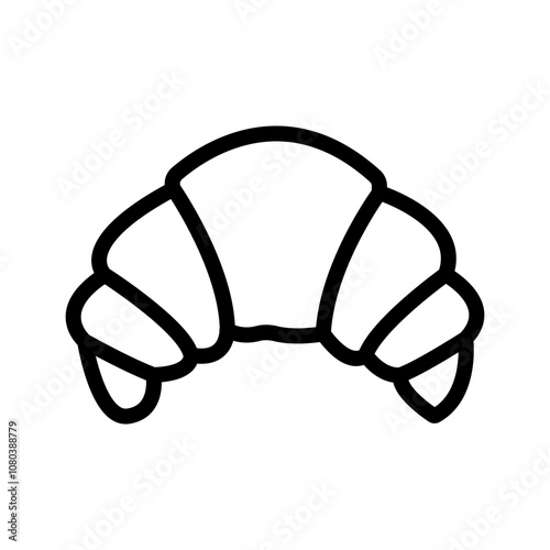 Croissant icon linear logo mark in black and white