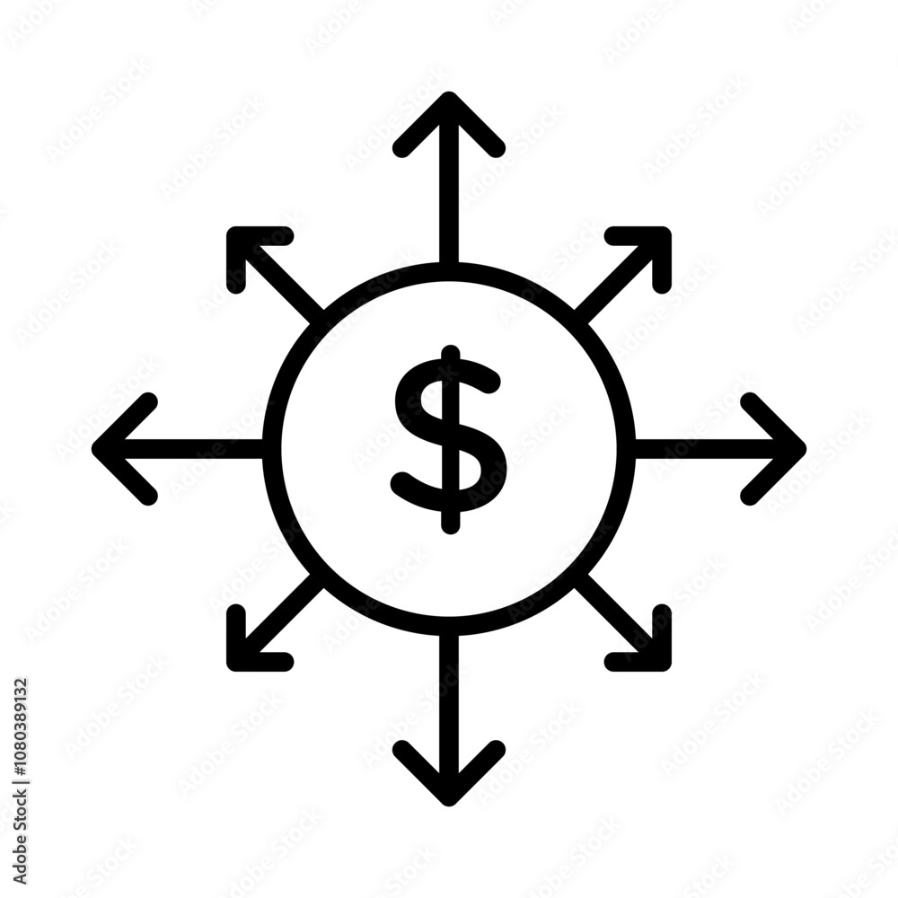 Diversified investment icon linear logo mark in black and white Diversified investment icon linear logo mark in black and white