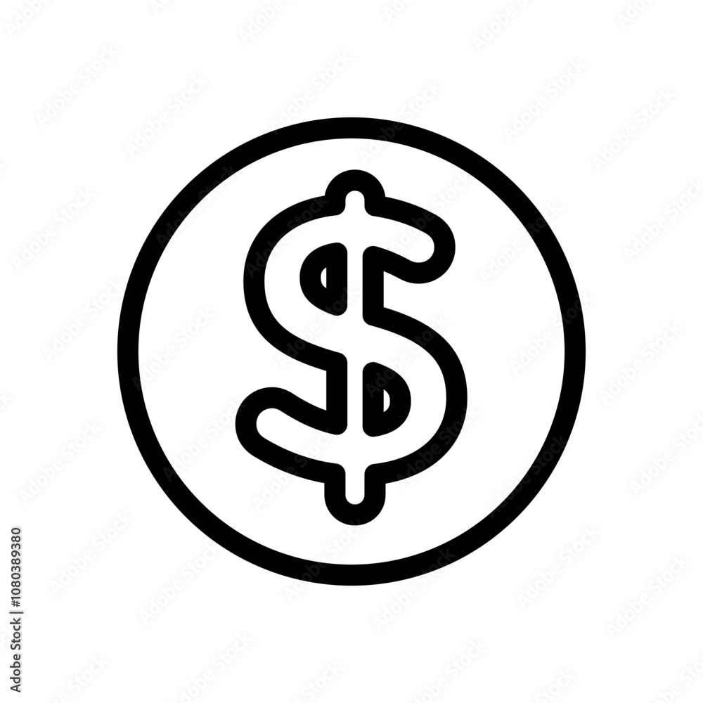Dollar icon linear logo mark in black and white Dollar icon linear logo mark in black and white