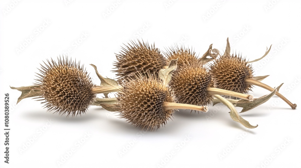 Dried Thistle Seed Pods on White: A Rustic Autumn Still Life Dried Thistle Seed Pods on White: A Rustic Autumn Still Life