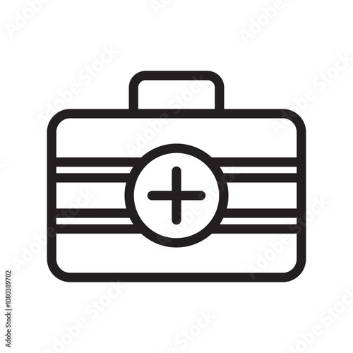 Emergency kit icon linear logo mark in black and white