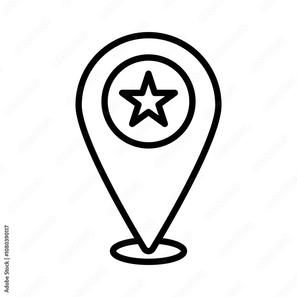 Favorite place icon linear logo mark in black and white