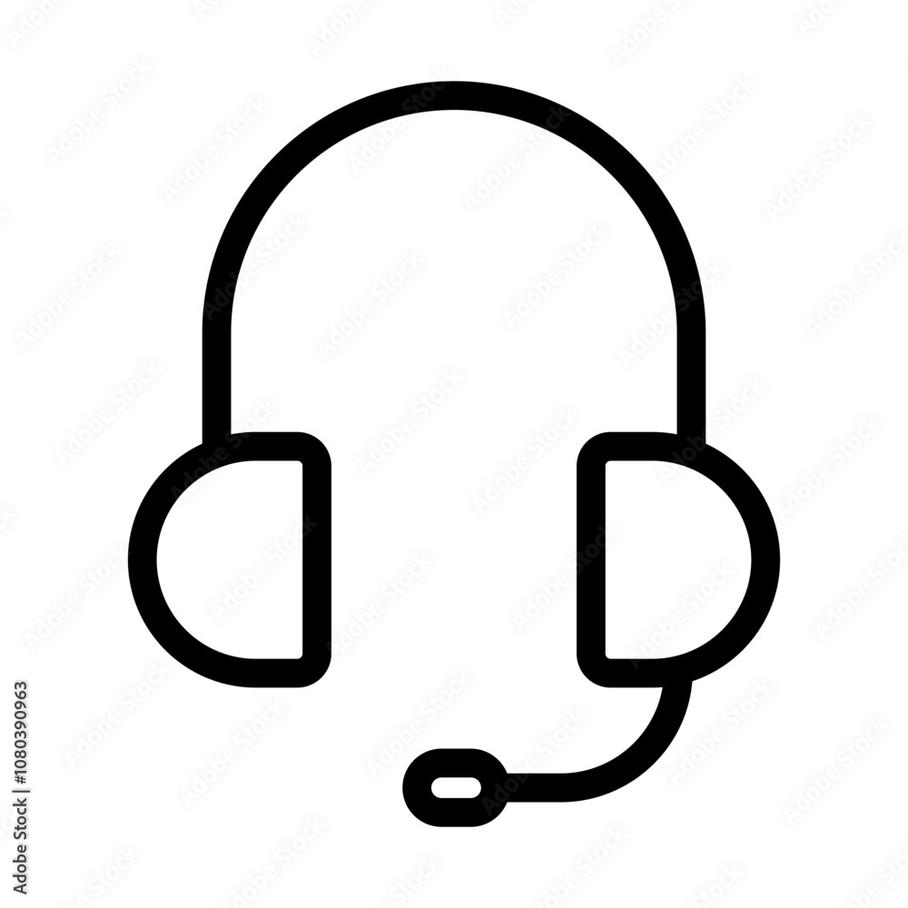 Headset icon linear logo mark in black and white Headset icon linear logo mark in black and white