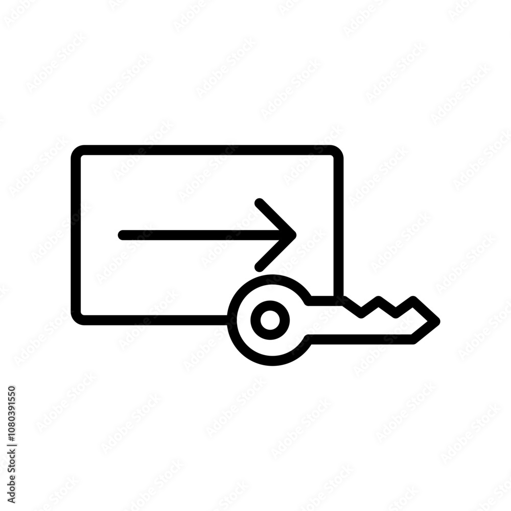 Keycard access icon linear logo mark in black and white Keycard access icon linear logo mark in black and white