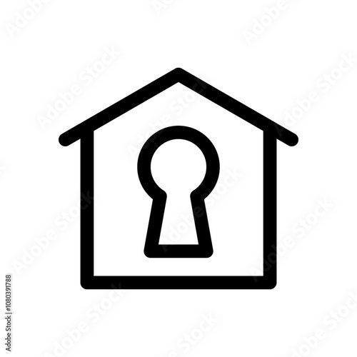 lock home icon linear logo mark in black and white