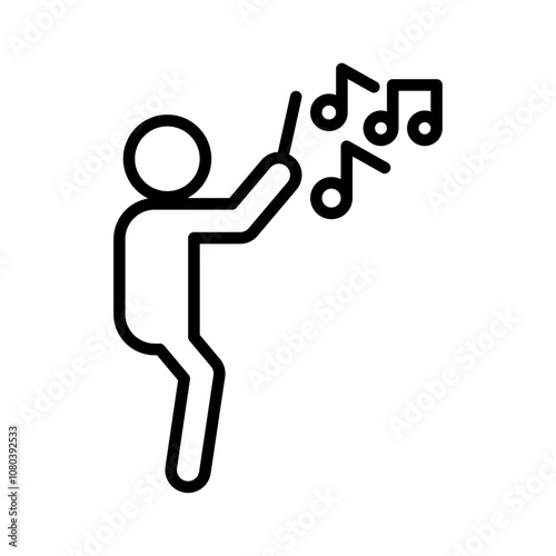 Music conductor icon linear logo mark in black and white