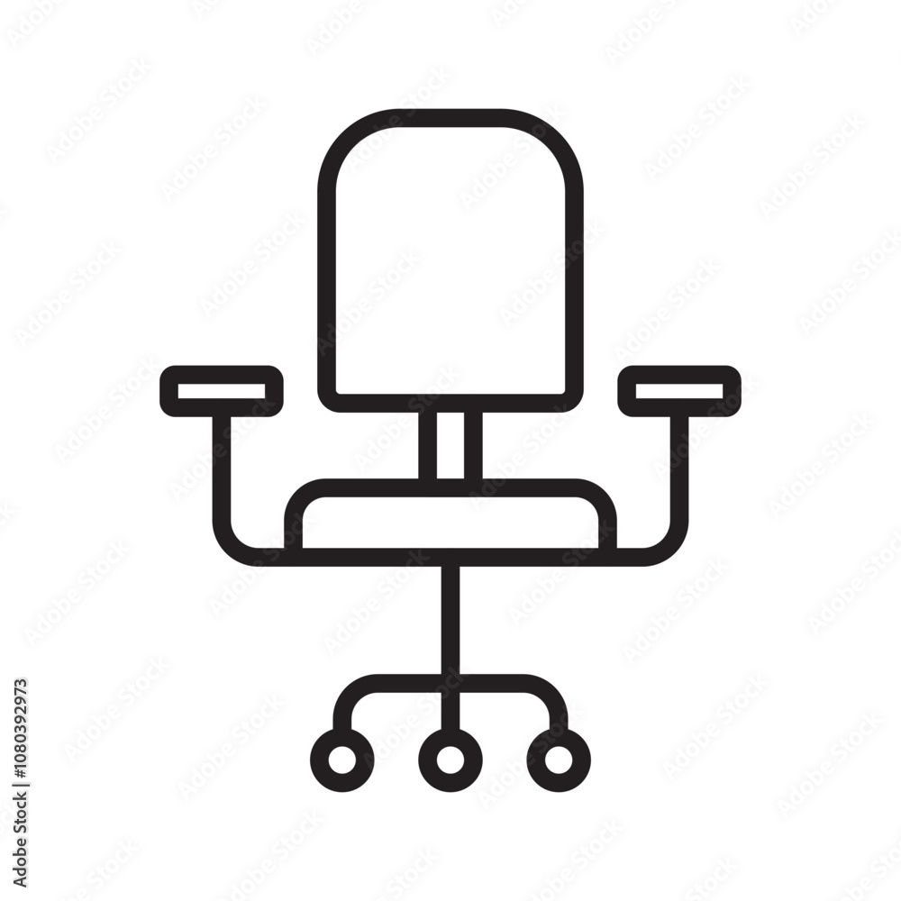 Office chair icon linear logo mark in black and white Office chair icon linear logo mark in black and white