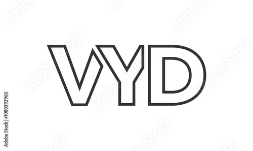 VYD logo design template with strong and modern bold text. Initial based vector logotype featuring simple and minimal typography. Trendy company identity.