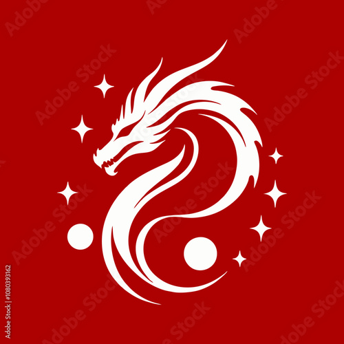 Abstract red dragon monster logo esport