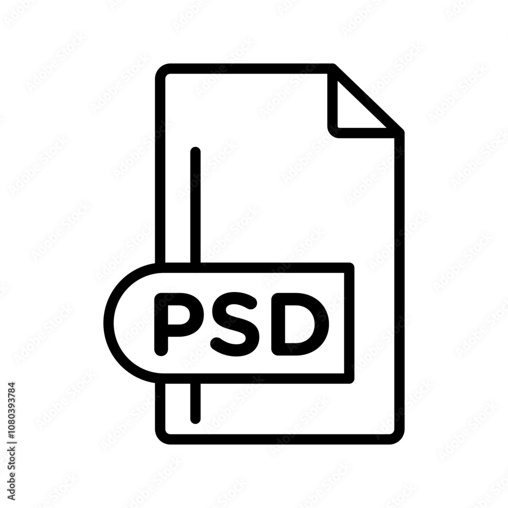 PSD File Format Icon linear logo mark in black and white PSD File Format Icon linear logo mark in black and white
